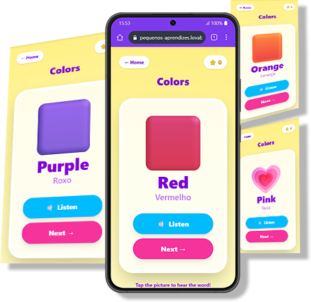 Tela do app: categoria Cores