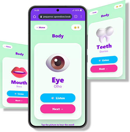 Tela do app: categoria Corpo