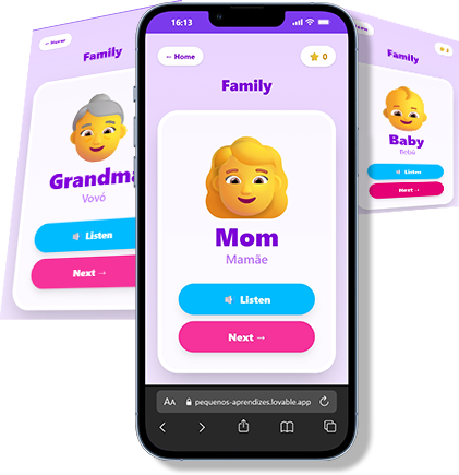 Tela do app: categoria Família