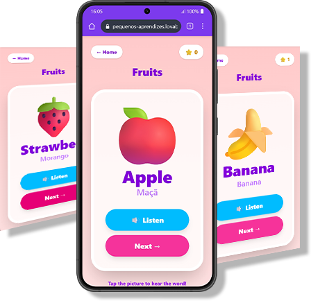 Tela do app: categoria Frutas