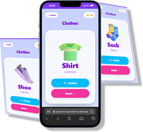 Tela do app: categoria Roupas