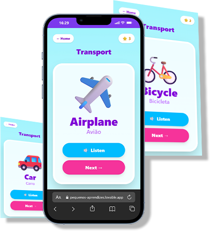 Tela do app: categoria Transporte
